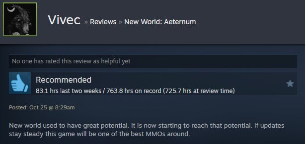 Image for article titled New World: Aeternum, as told by Steam Reviews